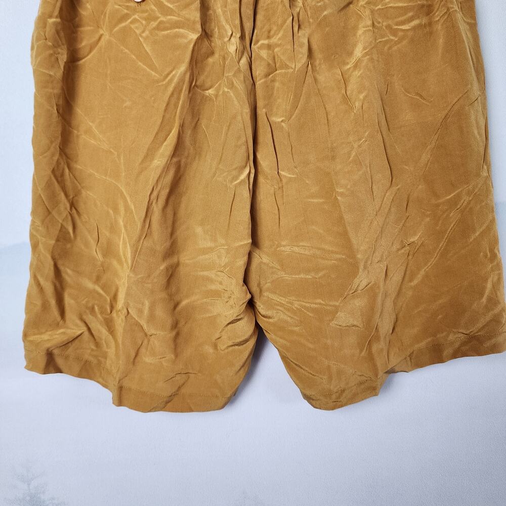 Vintage Avati 100% Pure Silk Mustard Yellow Bermuda Shorts | Women's Medium - Picture 10 of 11